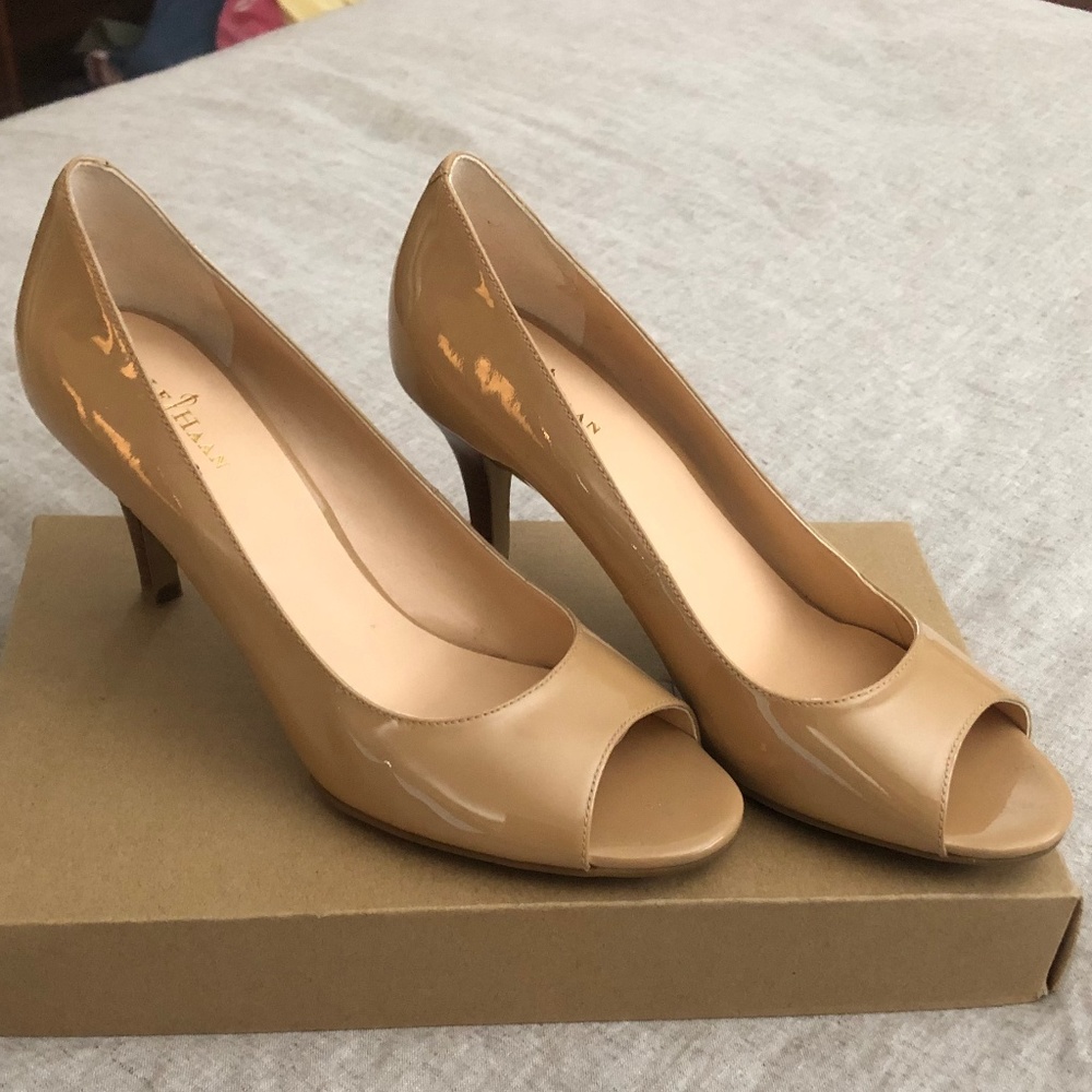 Cole Haan Nike Air Peep Toe Pumps, Nude Size 7.5